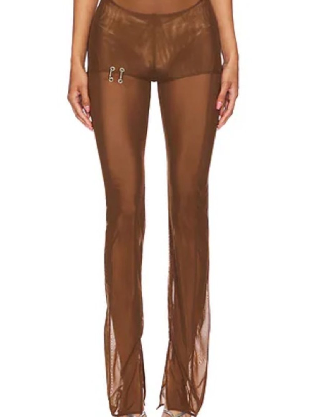 REVOLVE Brown Sheer Mesh Slim Leg Pants